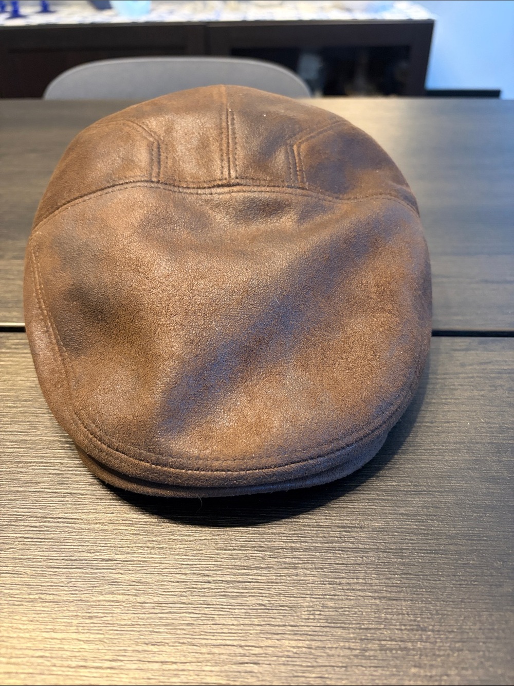 Brown Leather Flat Cap - Men's Classic Driver Hat
